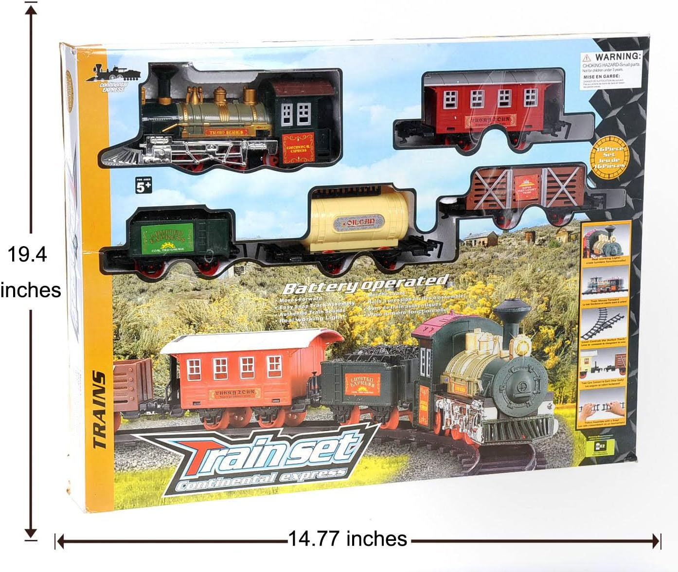 PowerTRC Train Toys for Toddlers 1-3, Train Set Toys for Kids, Christmas Train Set Train Toy w/Light & Sound Birthday Gifts for 3 4 5 6 Year Old Boys Girls