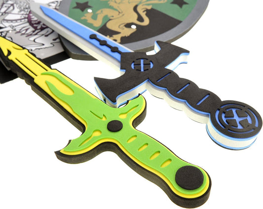 Sword and Shield Play Set | Unique Design | Foam Weapons | Kids Play Knights | White Eagle & Golden Lion Shield