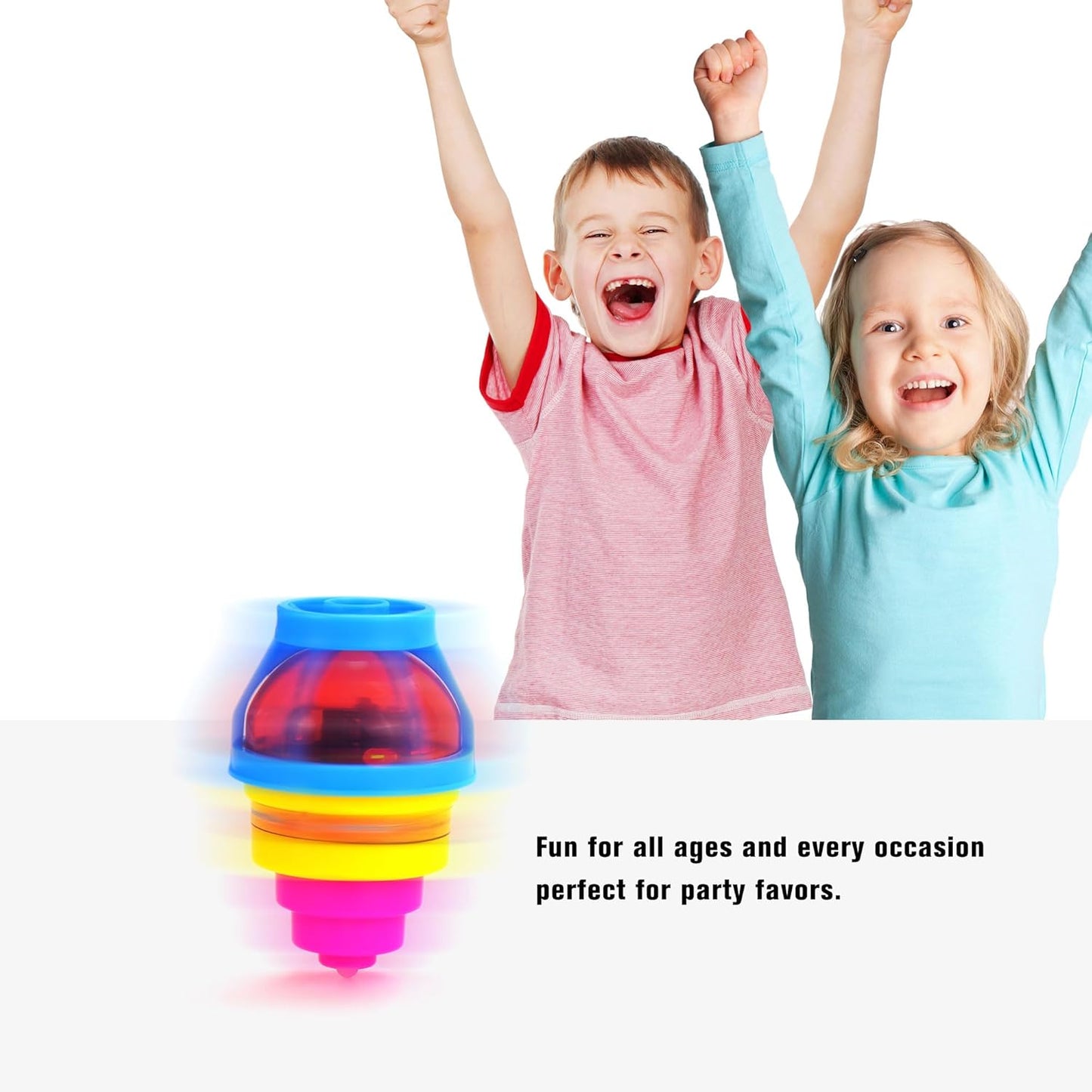 Spinning Tops for Kids, LED Light Up UFO Tops | Bulk Party Favor Toys | 12 Pack Tops with Gyroscope for Parties, Birthdays, Or School Rewards
