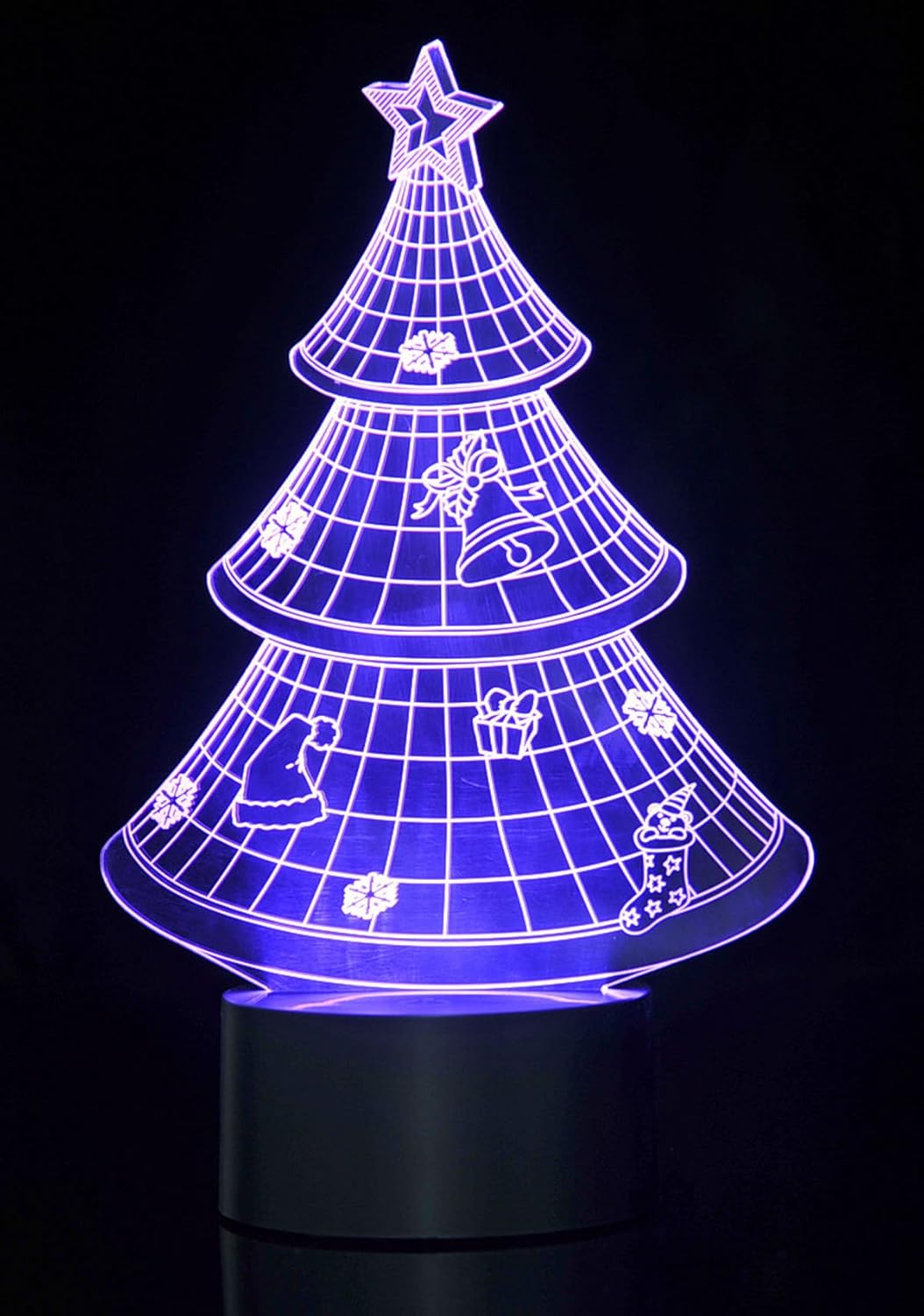 3D LED Night Light Optical Illusion Christmas Tree, Desk Table Lamp Color Change Multi Effects Functions | 7 Colors USB Powered Birthday & Party Gift
