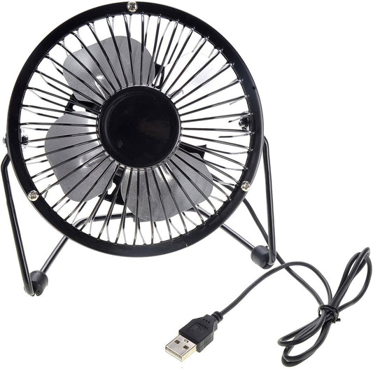 Mini USB Table Desk Personal Fan (Metal Design, Quiet Operation 3.9' USB Cable, High Compatibility)