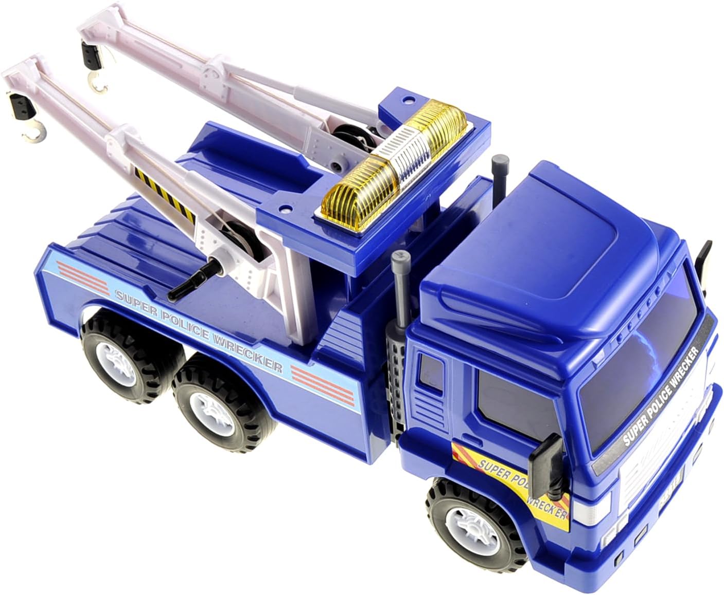 PowerTRC Tow Truck Toy for Kids | 13 inch Push & Go Realistic Friction Powered Police Wrecker with Adjustable Double Hook Christmas Toy Gift for Ages 3 & up (2 Sets)