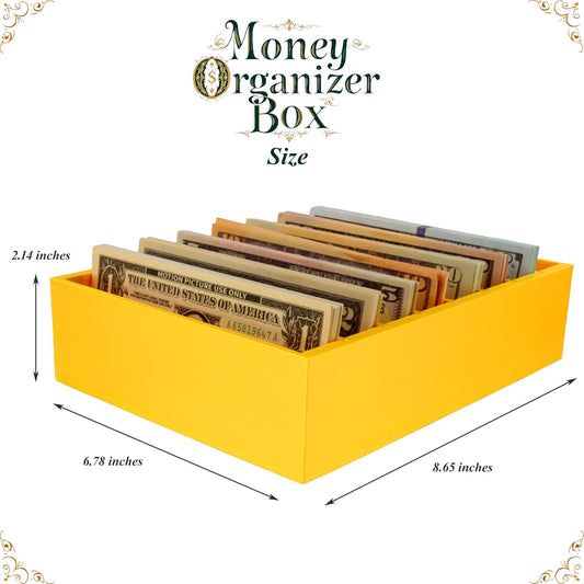Money Organizer for Cash – 8 Compartment Money Holder, Cash Organizer, Cash Holder, Cash Divider Box, Cash Tray (Gold)