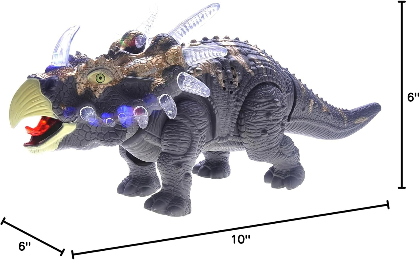 Walking Dinosaur Toys for Kids 2-4, Triceratops Electronic Jurassic Toy with LED Light, Sound, Swinging Tail Battery Powered for Toddlers