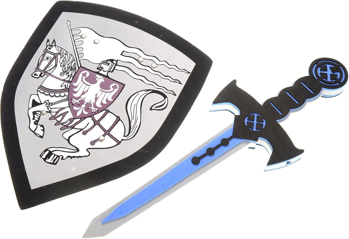 Sword and Shield Play Set | Unique Design | Foam Weapons | Kids Play Knights | White Eagle & Golden Lion Shield