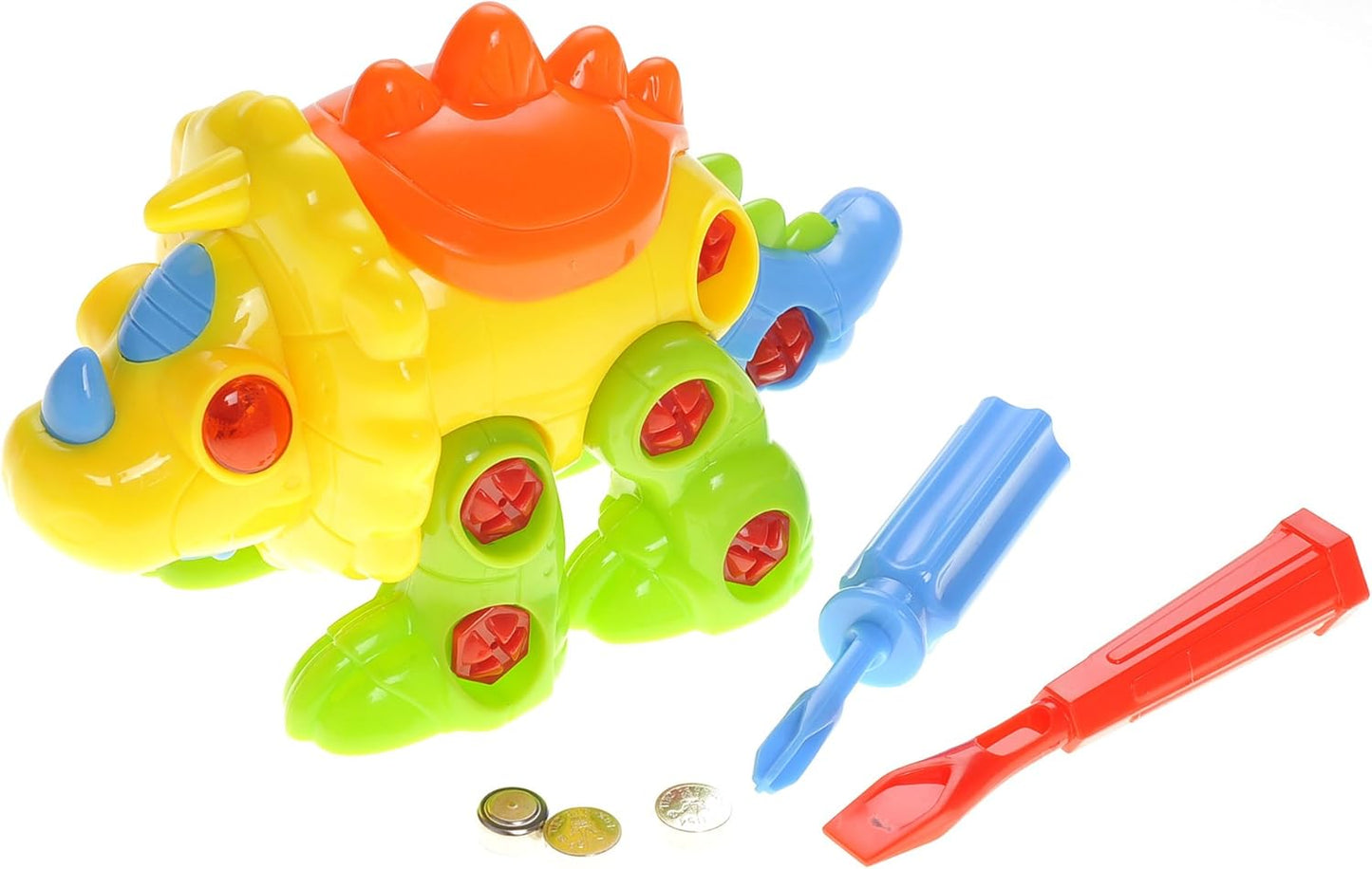 PowerTRC Take-A-Part Educational Triceratops Building Dinosaur with Lights & Sound | Construction Toy Set with 2 Screwdrivers for Kids