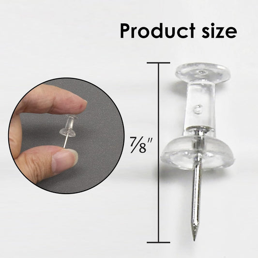 Transparent Push Pins, Clear, 100 Per Pack (Packaging May Vary)
