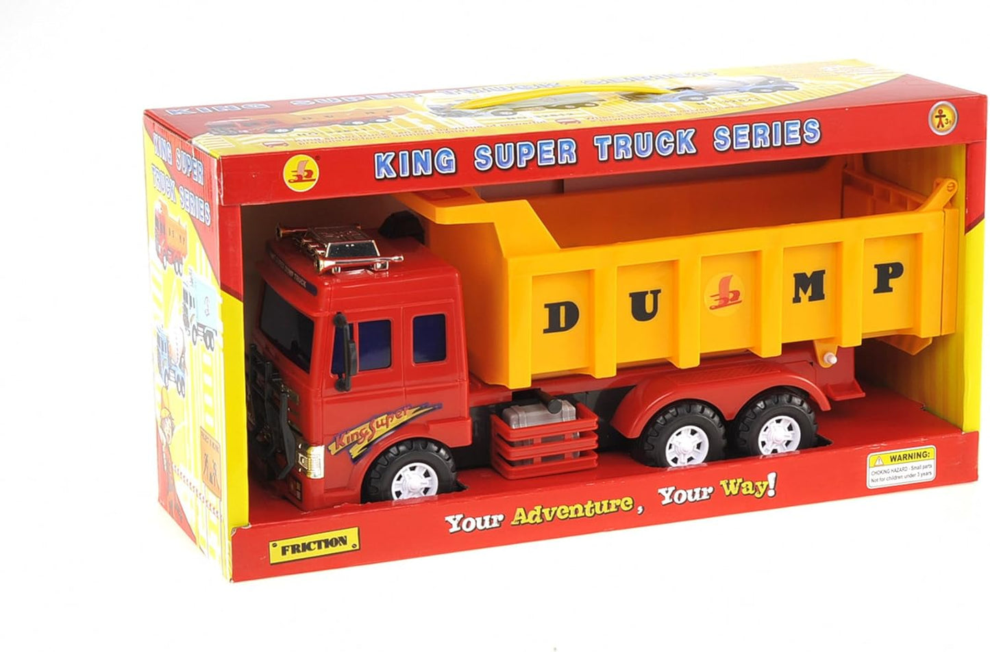 PowerTRC 15" Push & Go Dump Truck Toy | Realistic Friction Powered Dump Construction Truck for Kids Ages 3 Up