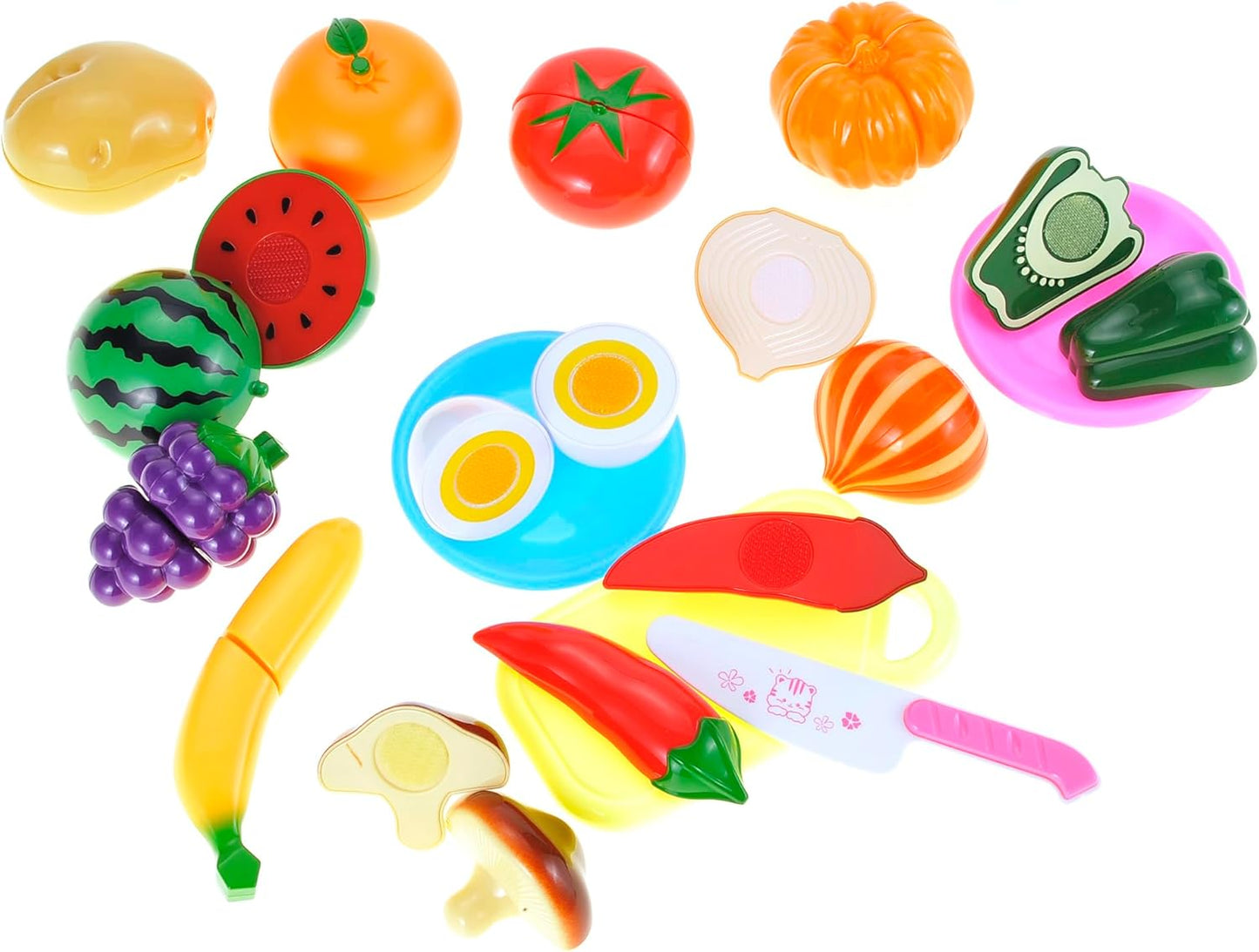 28 Pcs 16 Items Kitchen Cutting Play Fruit & Vegetables Toy for Kids | Pretend Cooking Vegan Play Set | Educational & Imaginative Birthday Gift for Toddler & Baby, Boys & Girls