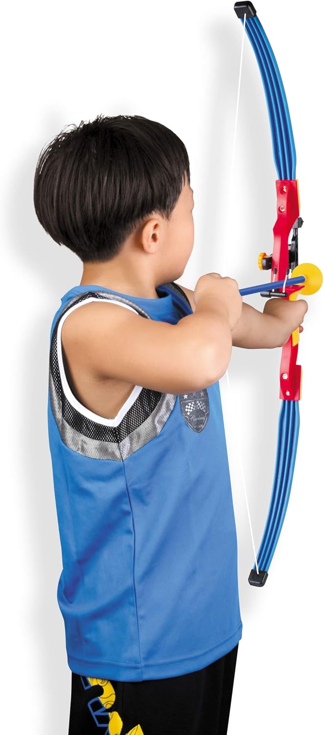 PowerTRC Kids Bow and Arrow Play Set | Comes with 3 Suction Arrows, A Bow, and A Target | Great Sports Gift for Young Beginner Archers | Indoor and Outdoor Archery Set