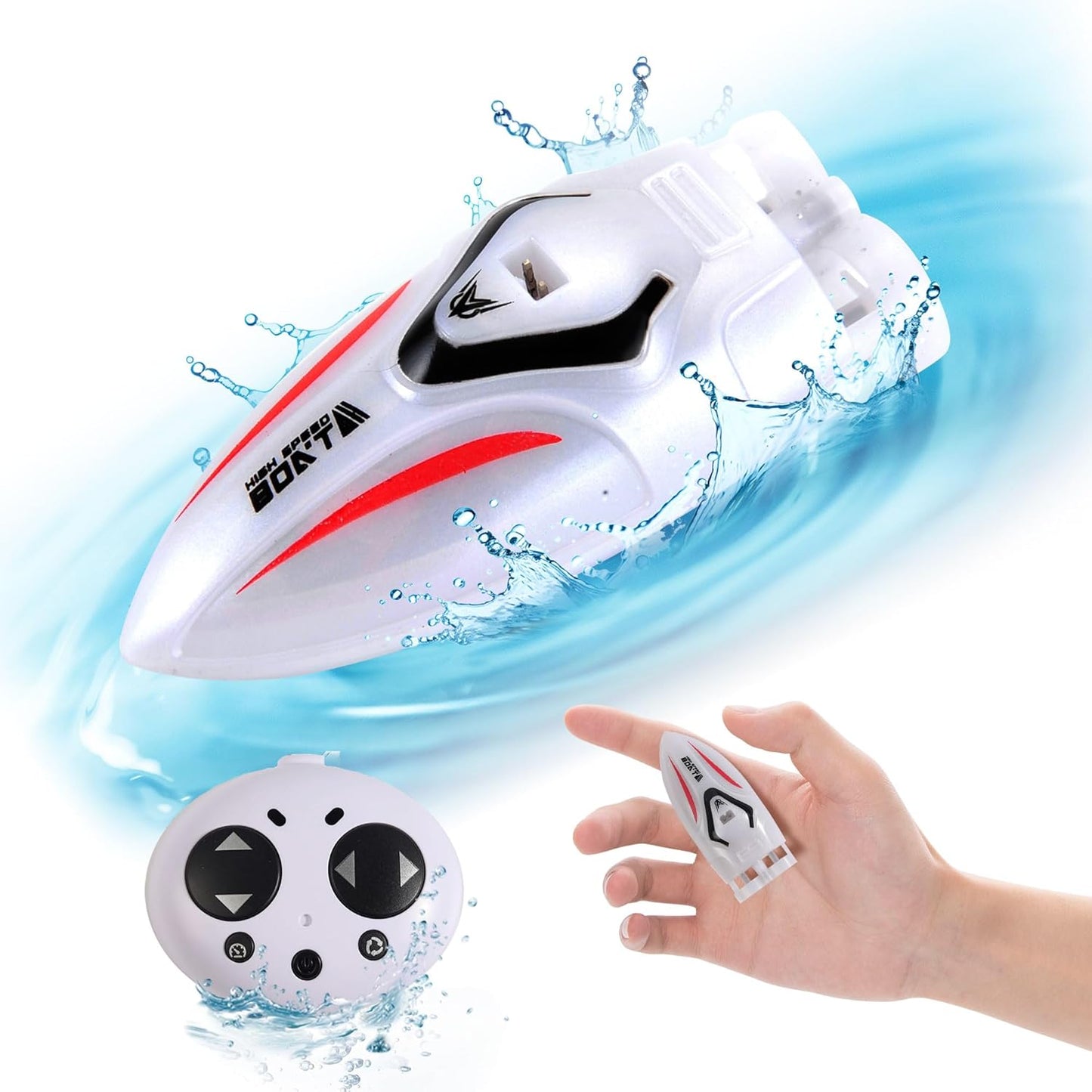 Mini Remote Control Boat RC Boat 360 Rotating 2.4 G Build in Rechargeable Battery Lake Swimming Pools Bathtubs Stunt Remote Control Boats