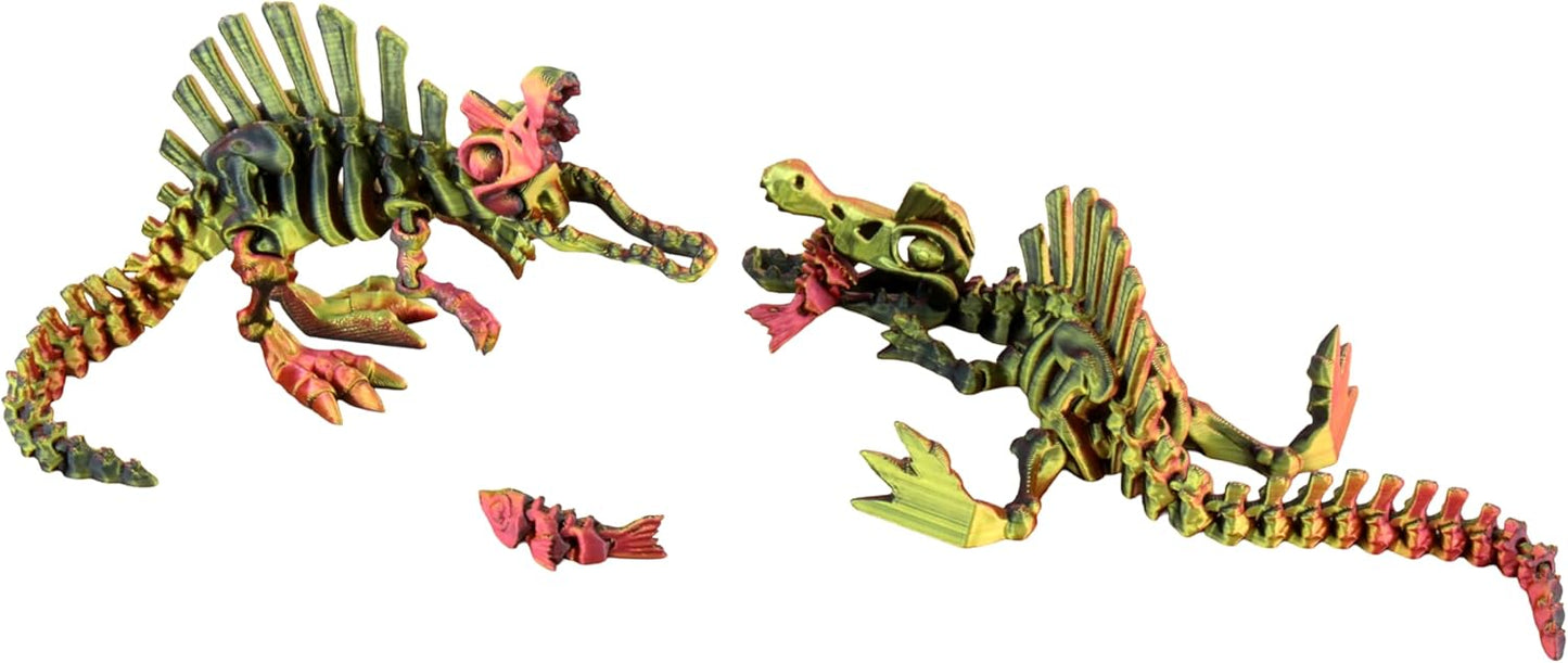 PowerTRC 5PCS 3D Printed Dinosaur Skeletons, T-Rex Triceratops Stegosaurus Velociraptor Spinosaurus Fidget Toys, 3D Printed Dragon Animals Toys, Articulated 3D Figurine Stress Relief Toy