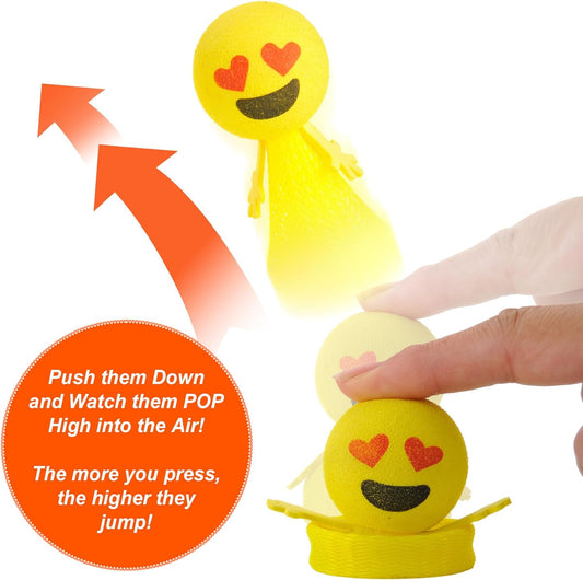 24 Pcs Jumping Emoticon Popper Toys Spring Launchers Party Favors for Kids Birthday Bulk Goodie Bag Stuffers Fillers School Prize for Kids Classroom Gift Bag Toys