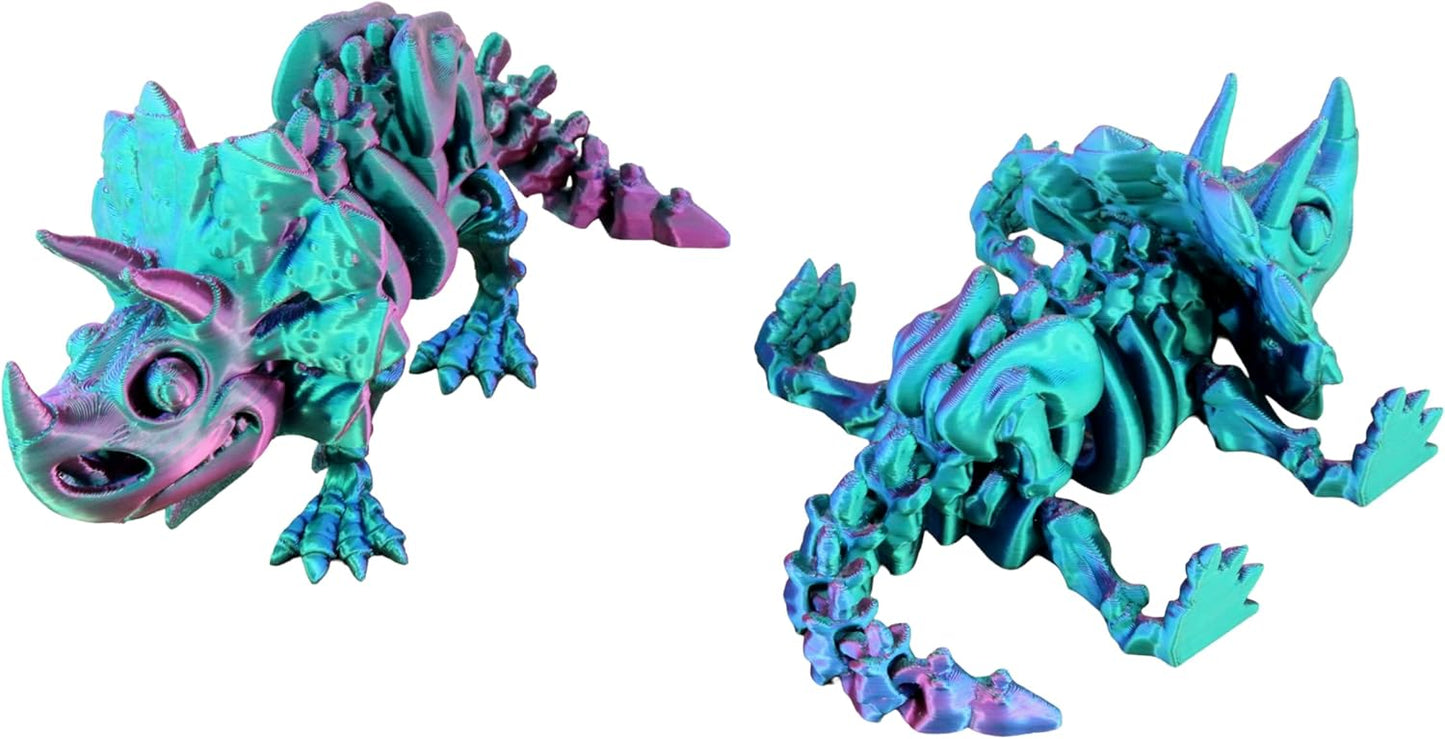 PowerTRC 5PCS 3D Printed Dinosaur Skeletons, T-Rex Triceratops Stegosaurus Velociraptor Spinosaurus Fidget Toys, 3D Printed Dragon Animals Toys, Articulated 3D Figurine Stress Relief Toy