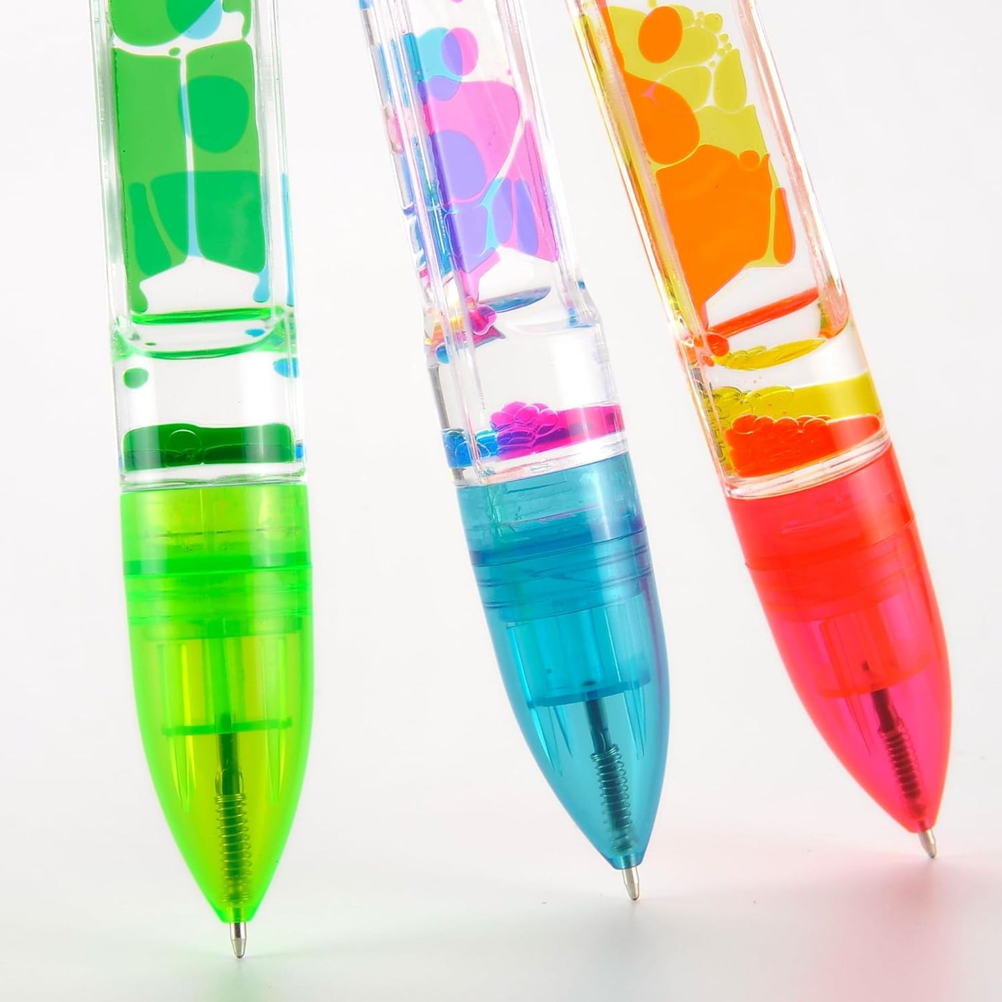 Liquid Motion Bubbler Pens Toy, Liquid Timer Pen with Retractable Ball Point Pen, Colorful Anxiety Stress Relief Calming Relaxing Writing Cool Fidget Toys for Kids & Adults (Red, Blue, Green)