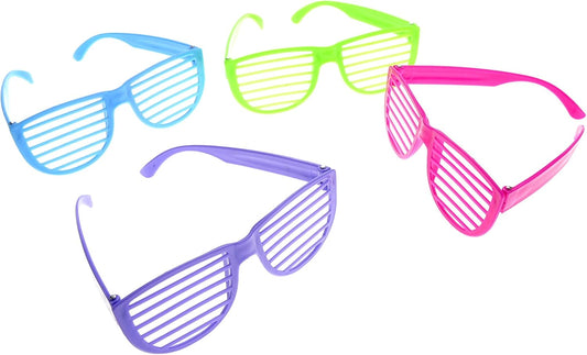 24 Pack 80's Sunglasses For Kids Shutter Shades Assorted Colors | Party Favors, Goodie Bag Fillers, Beach Pool Supplies