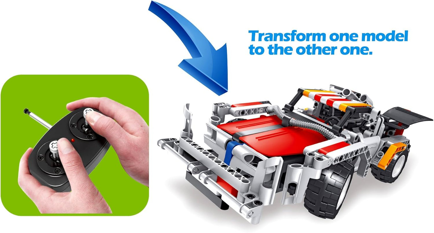STEM Building Remote Control Car Toys for Kids | 2in1 DIY Building RC Rechargable Battery Car Kit | 326 Pcs Engineering Project Birthday Gift Idea for Boys Girls Ages 6 7 8 9 10 11 12+