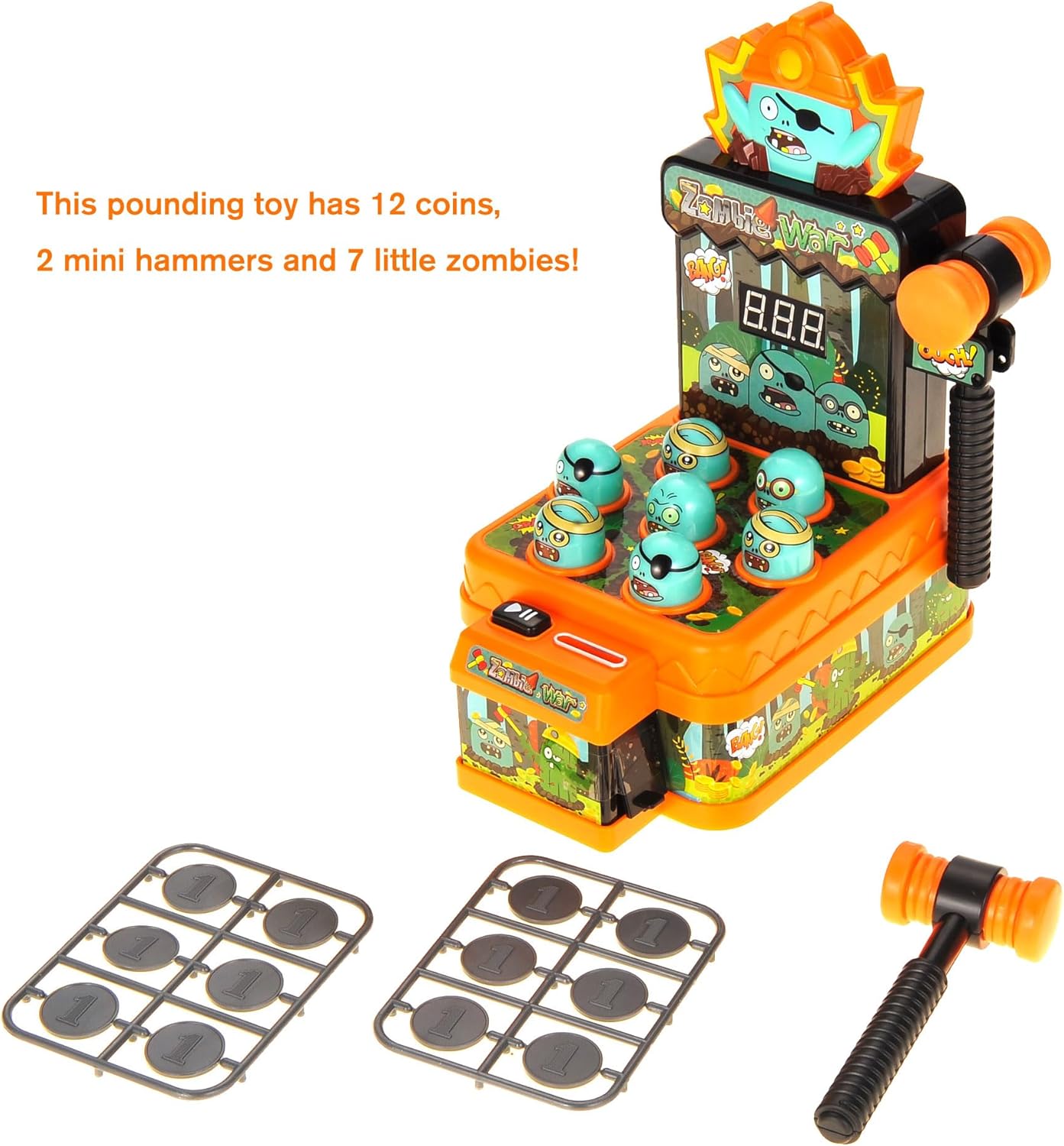 PowerTRC Arcade Pounding Mini Game for Kids | Fun Interactive Hammering and Pounding Toy | Cartoon Zombie Theme Game (2 Sets)
