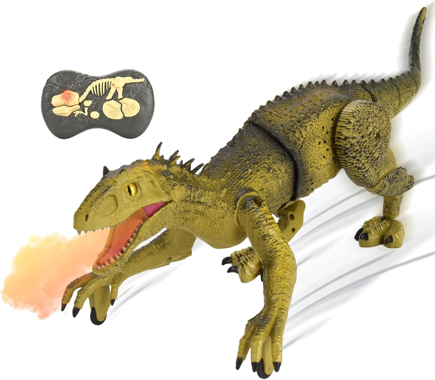 Remote Control Dinosaur, Auto Mist Spraying RC LED Sound Rechargeable USB Port Realistic Outdoor 2.4G RC Dinosaur Toys