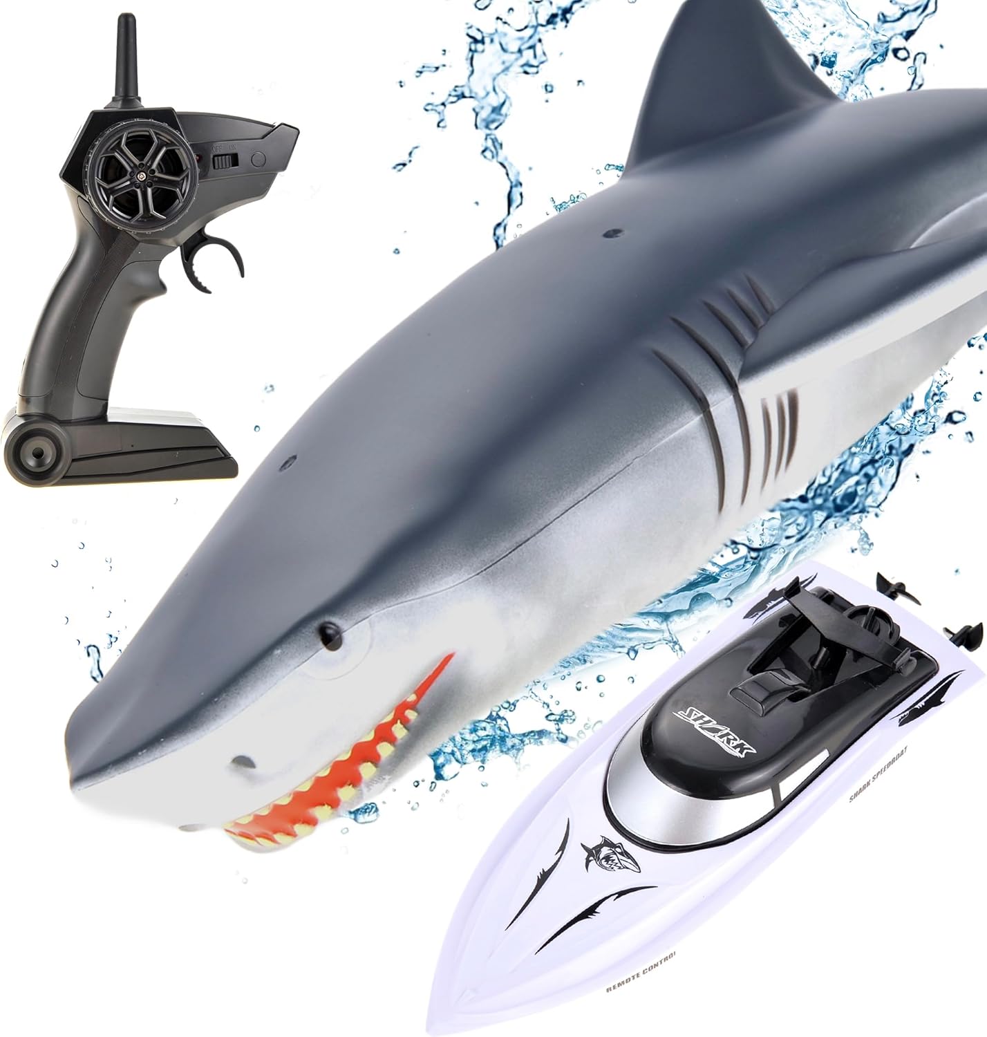 Remote Control Alligator Head Boat, 2 in 1 RC Speed Boat for Pools and Lakes, Switch Between Gator Head and Speed Boat, Rechargeable Battery Floating Crocodile Prank Gift for Boys & Girls