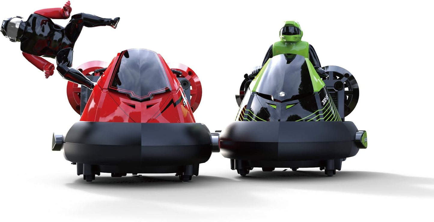 Remote Control Bumper Cars for Kids, RC Stunt Battle Race Cars for Boys, 2 Sets Players with Ejecting Drivers, Crash Sound Effects, Christmas Birthday Gift