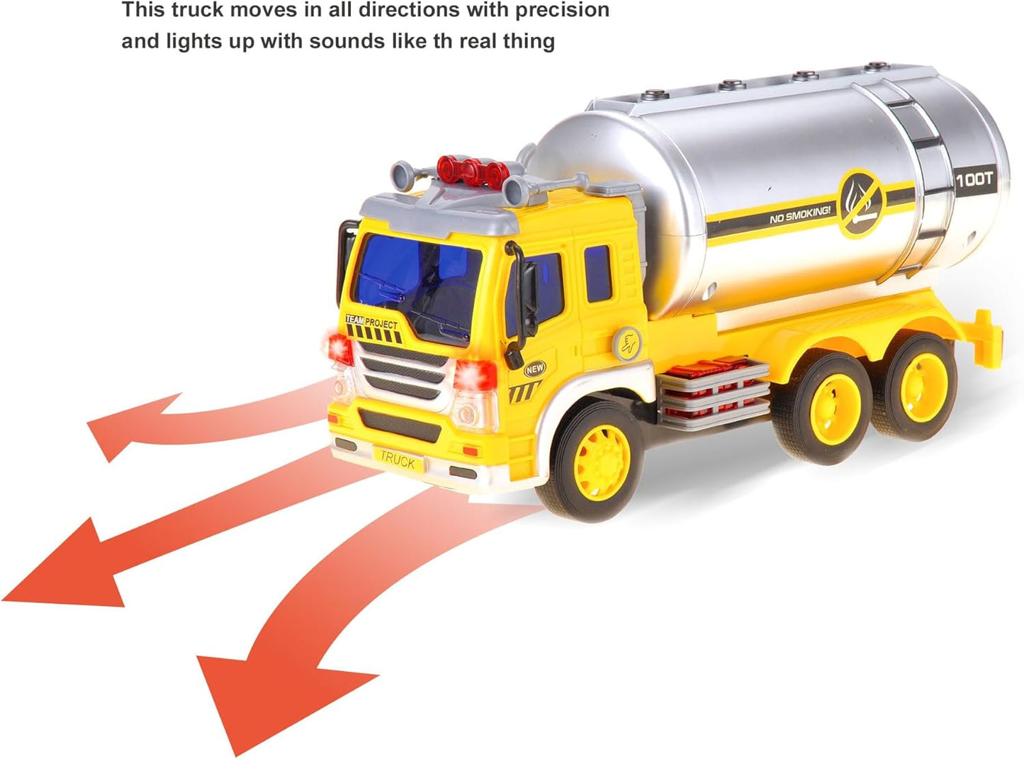 Push & Go Friction Powered Oil Truck Toy with Light and Sound | Realistic Play Oil Tanker Truck Toy Gift for Boys and Girls