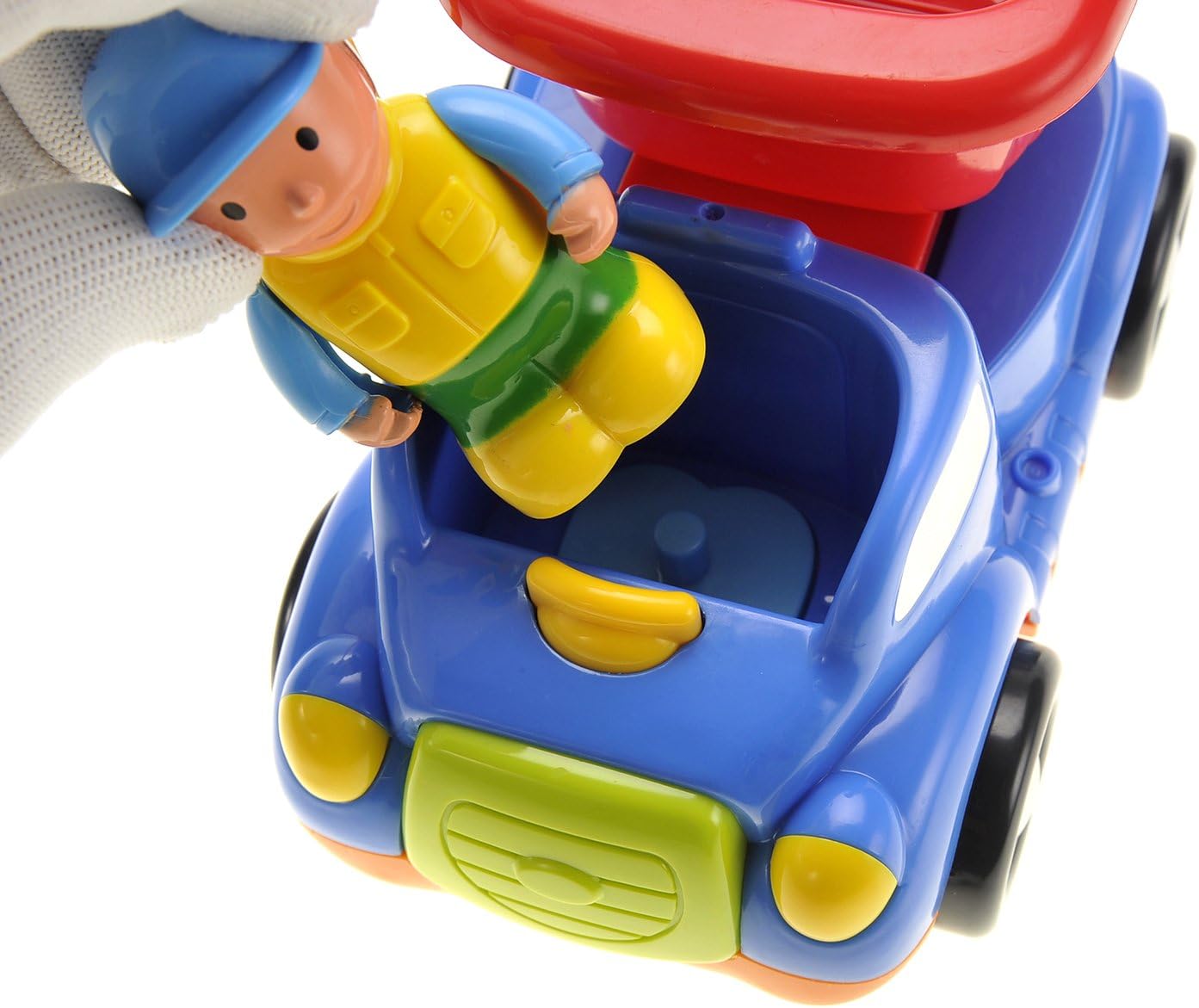Cartoon Truck Radio Remote Control Toy, RC Cute Construction Car with Music & Light for Toddlers (Blue)