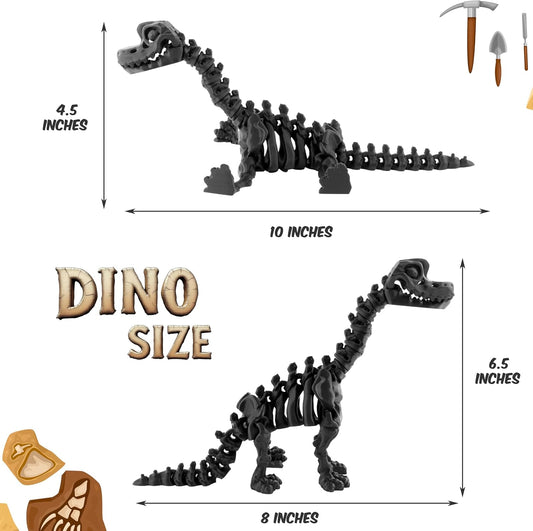 PowerTRC 3D Printed Skeleton Brachiosaurus – Prehistoric Collectible Articulating Dinosaur 3D Figurine Desk Decoration for Teens and Adults, Made in USA