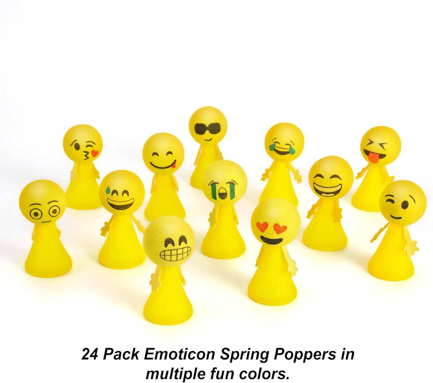 24 Pcs Jumping Emoticon Popper Toys Spring Launchers Party Favors for Kids Birthday Bulk Goodie Bag Stuffers Fillers School Prize for Kids Classroom Gift Bag Toys