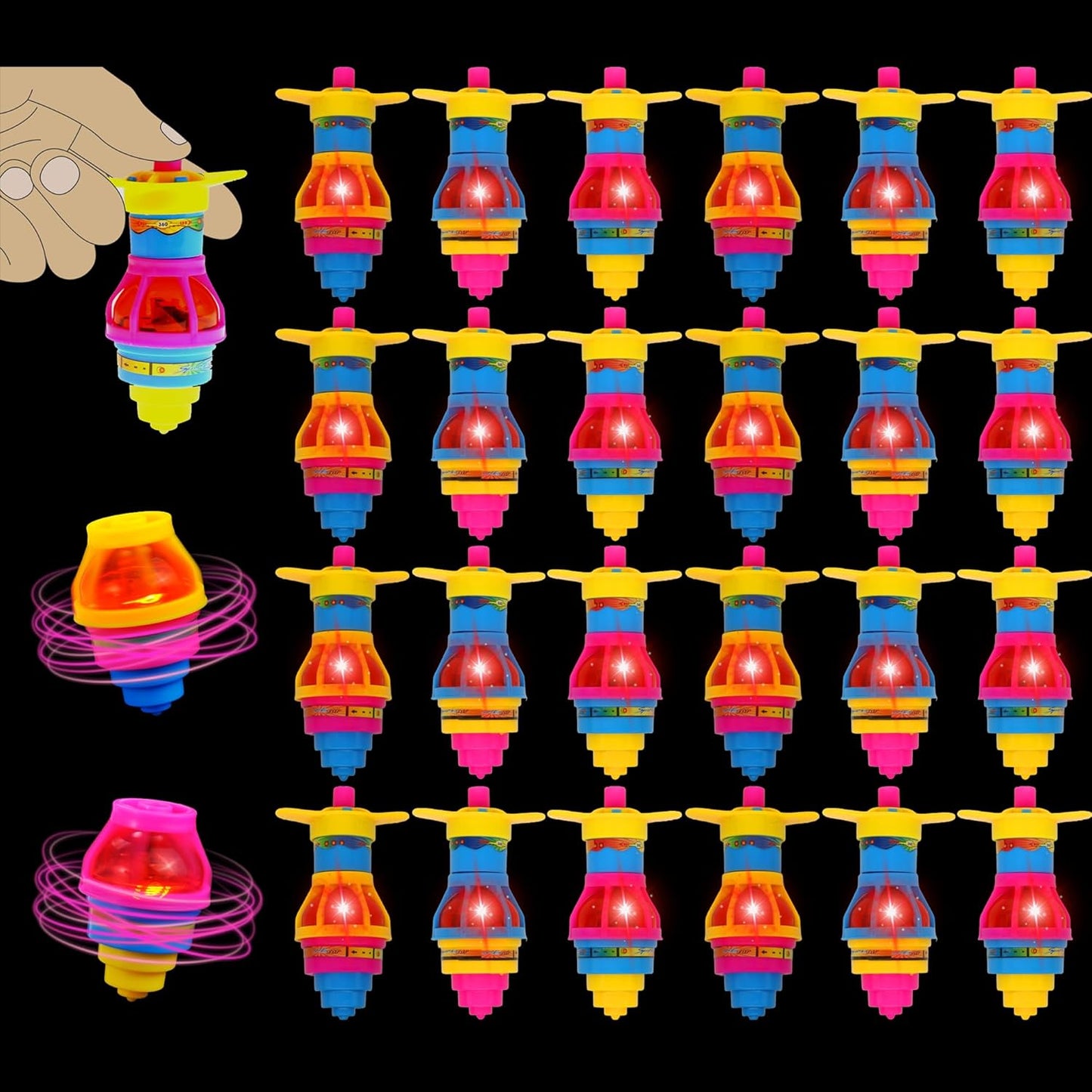 Spinning Tops for Kids, LED Light Up UFO Tops | Bulk Party Favor Toys | 12 Pack Tops with Gyroscope for Parties, Birthdays, Or School Rewards