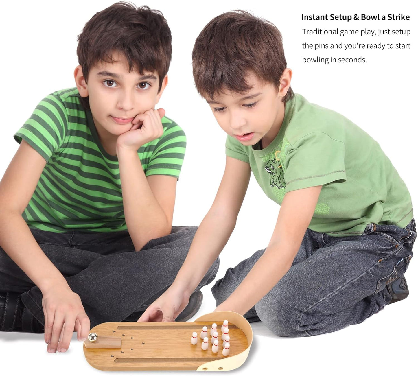 Mini Bowling Set Wooden Table Top Mini Arcade Game Toy Portable Mini Bowling Office Desk Stress Relief Desktop Gift for Kids and Adults Fun Toys