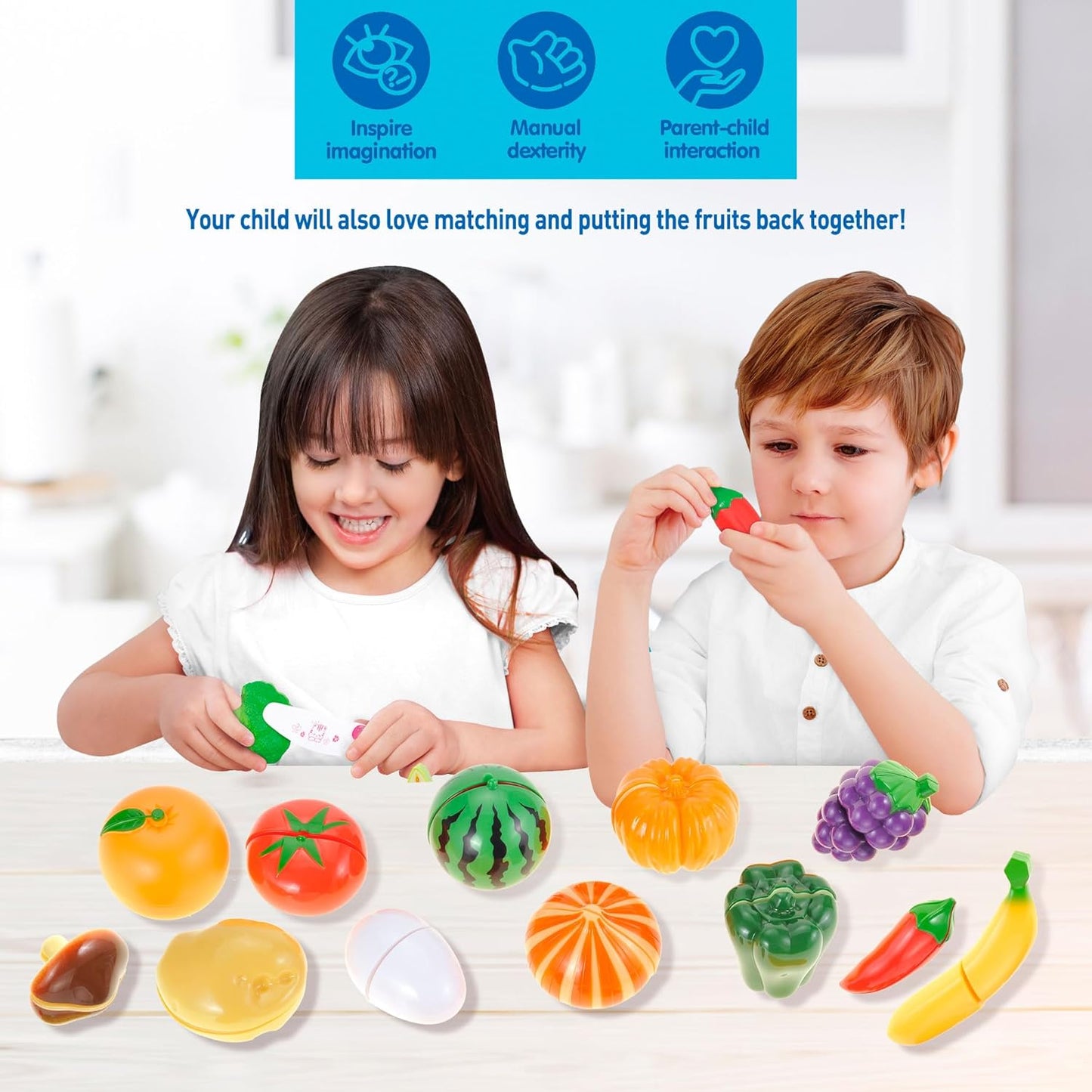 28 Pcs 16 Items Kitchen Cutting Play Fruit & Vegetables Toy for Kids | Pretend Cooking Vegan Play Set | Educational & Imaginative Birthday Gift for Toddler & Baby, Boys & Girls