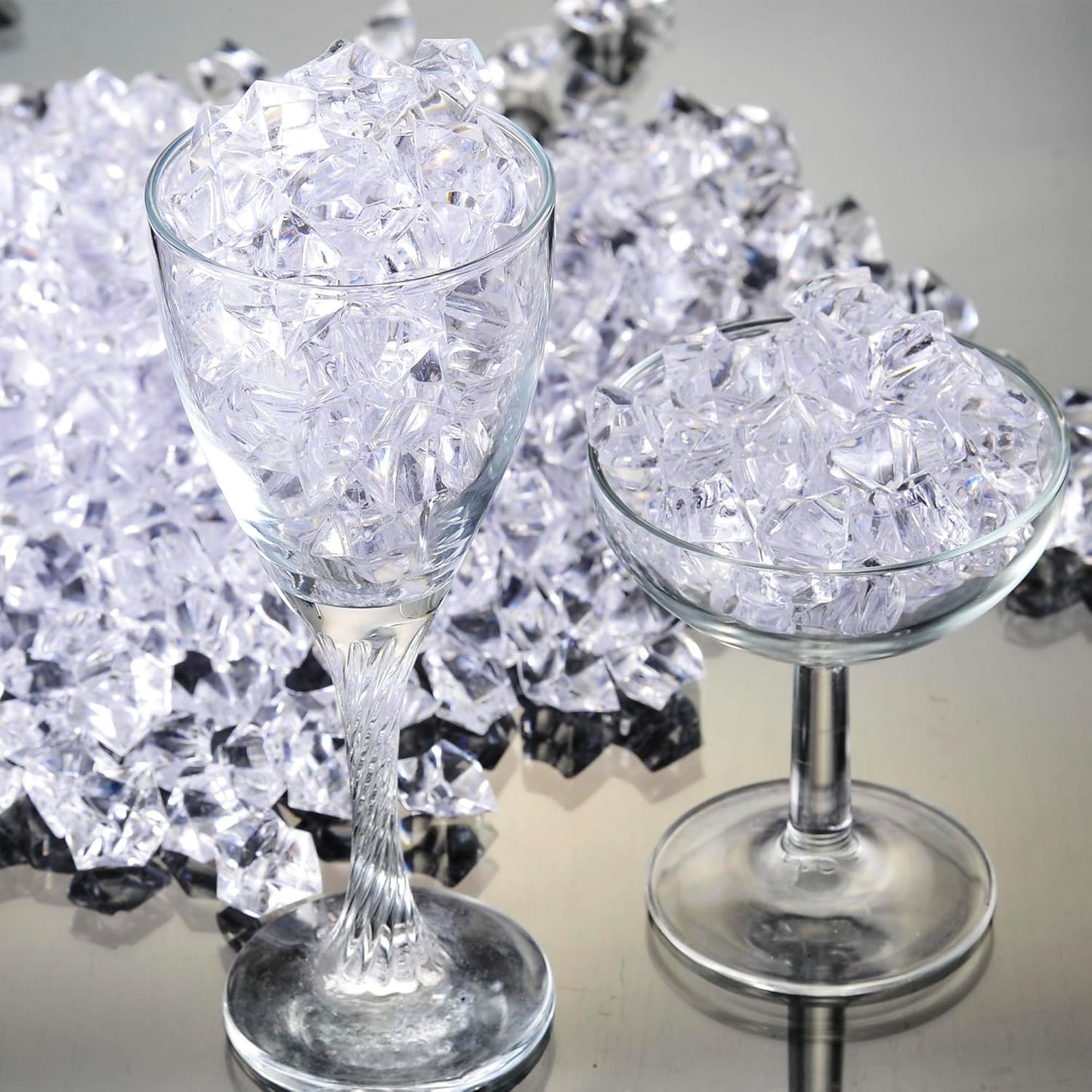 1 inches Fake Ice Cubes Stones, 530 Pcs 3 lb Vase Fillers for Centerpieces Table Decorations for Party Winter Decorative Rocks Home Decor Wedding Food Display