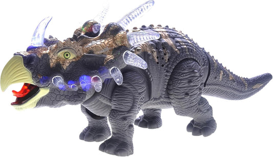Walking Dinosaur Toys for Kids 2-4, Triceratops Electronic Jurassic Toy with LED Light, Sound, Swinging Tail Battery Powered for Toddlers