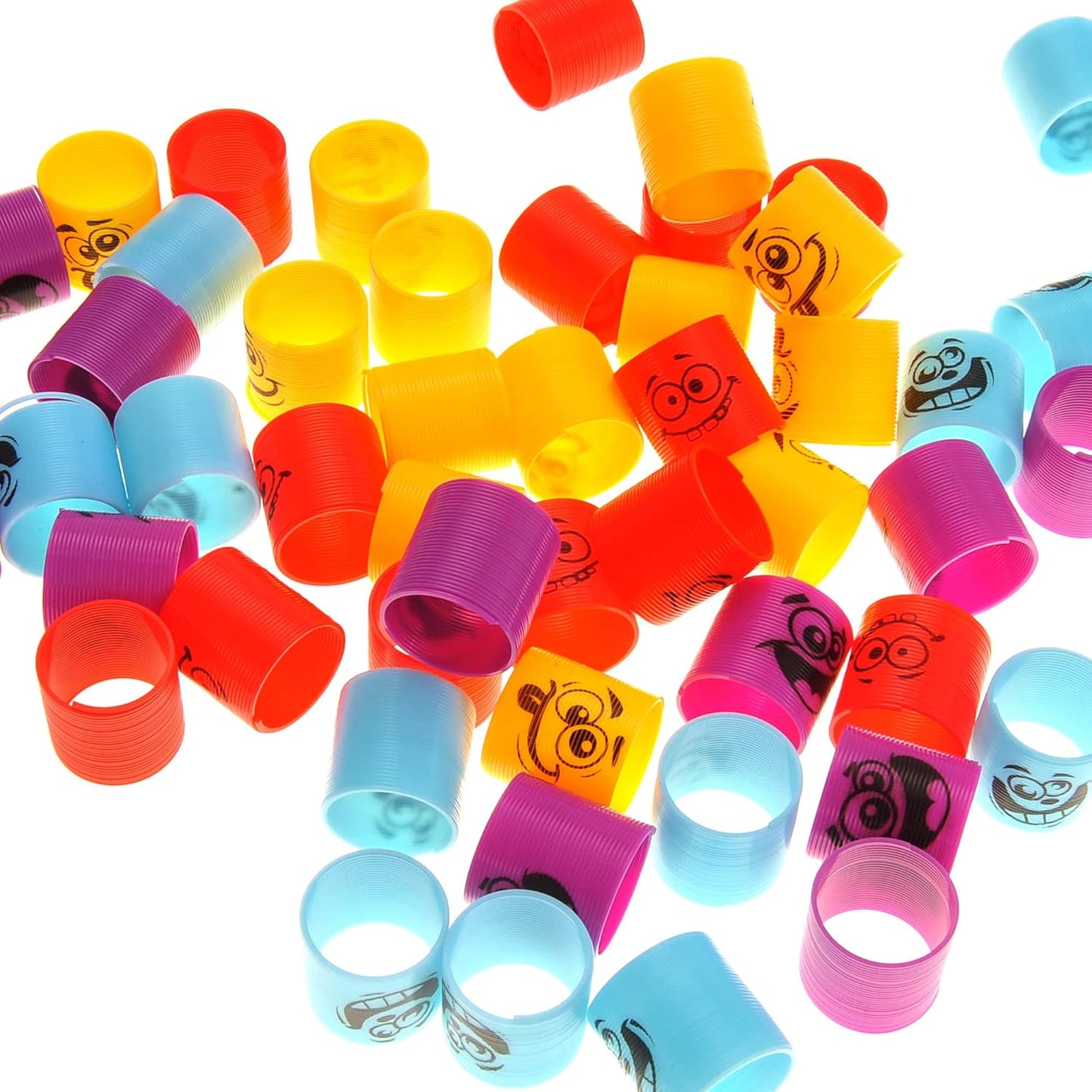 PowerTRC 72 Pcs Mini Slinky Party Favors Mini Slinkies Bulk, Emoticon Rainbow Spring Toys Goodie Bag Stuffer, Coil Spring Toy for Carnival Prize Classroom Exchange Gifts