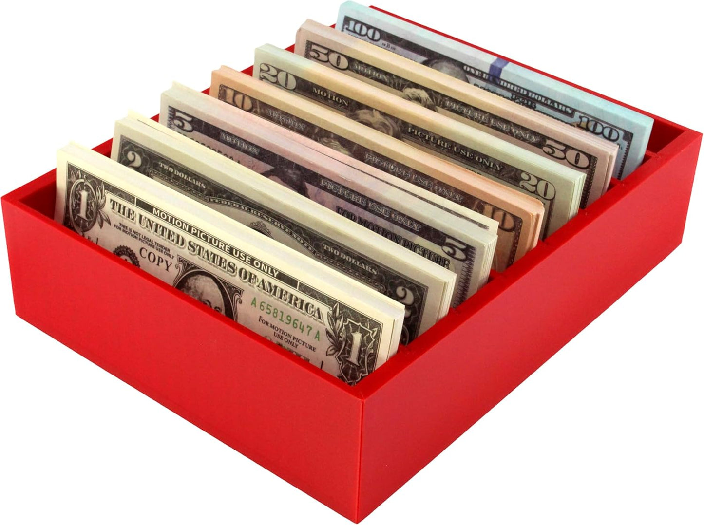 Money Organizer for Cash – 8 Compartment Money Holder, Cash Organizer, Cash Holder, Cash Divider Box, Cash Tray (Red)