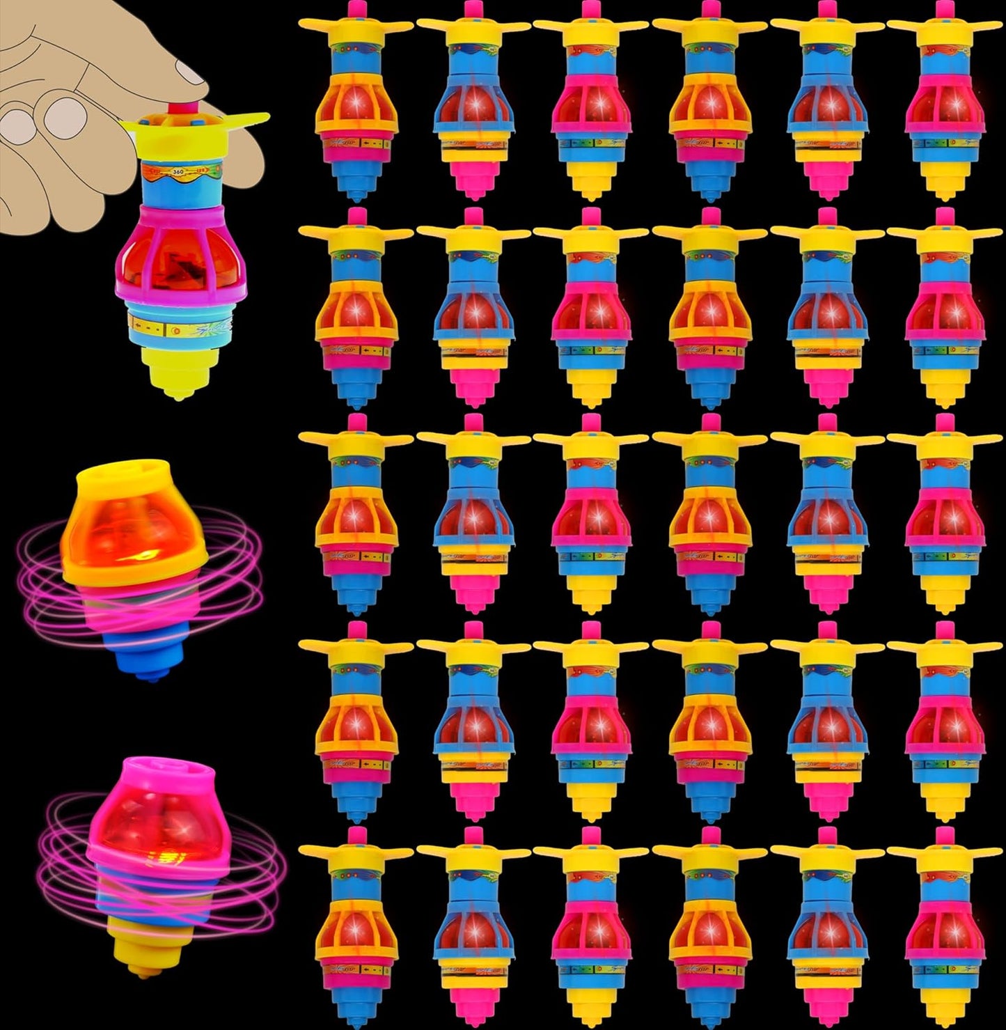 Spinning Tops for Kids, LED Light Up UFO Tops | Bulk Party Favor Toys | 12 Pack Tops with Gyroscope for Parties, Birthdays, Or School Rewards