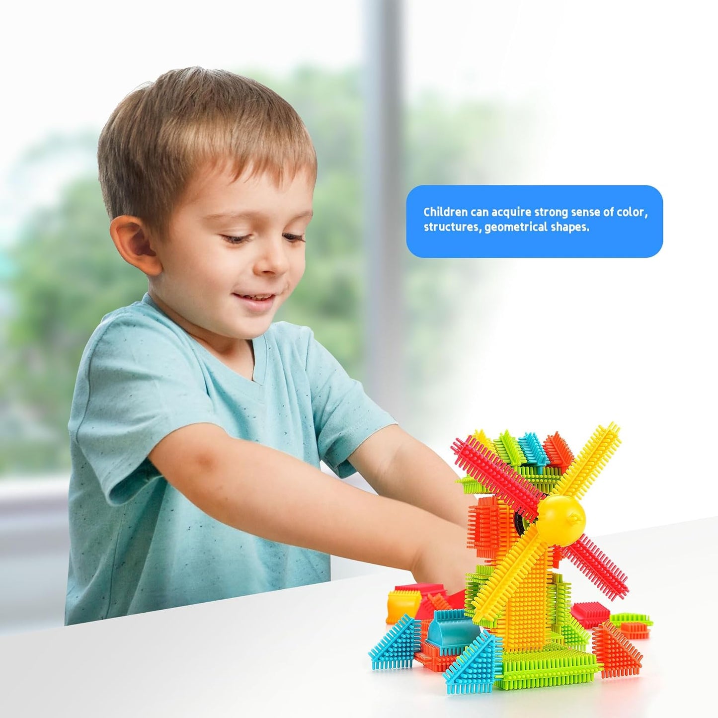 112 Pcs Hedgehog Building Blocks Tiles Building Toys for Kids Ages 4-8, Soft Interlocking Bristles Blocks Educational STEM Learning Preschool Toys