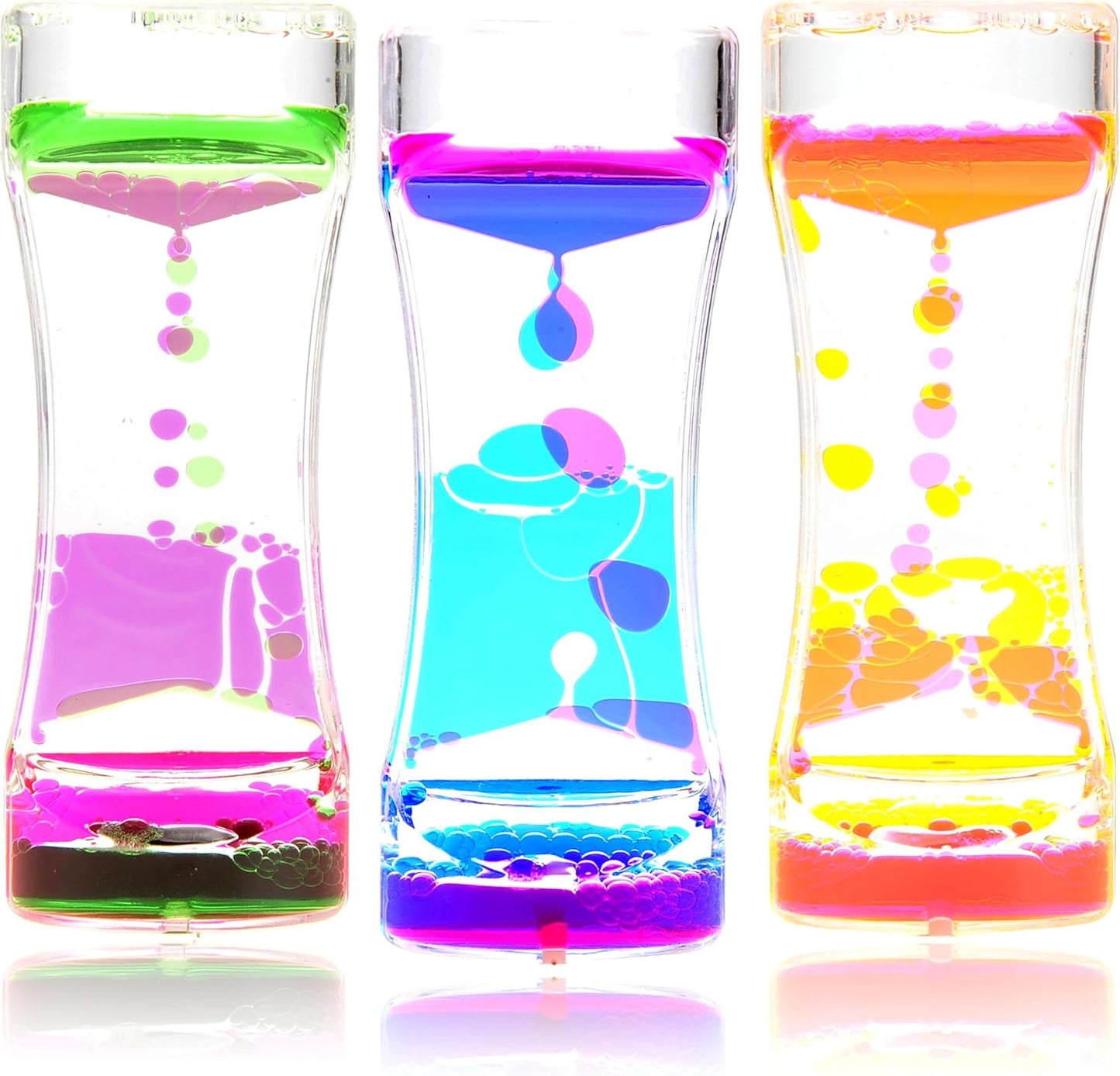 3 Packs Liquid Motion Bubblers Sensory Toys, Liquid Bubble Timer Fidget Stress Relief Desk Toys Visual Oil Timer Calming Anxiety, ADHD & Autism Handheld Water Game