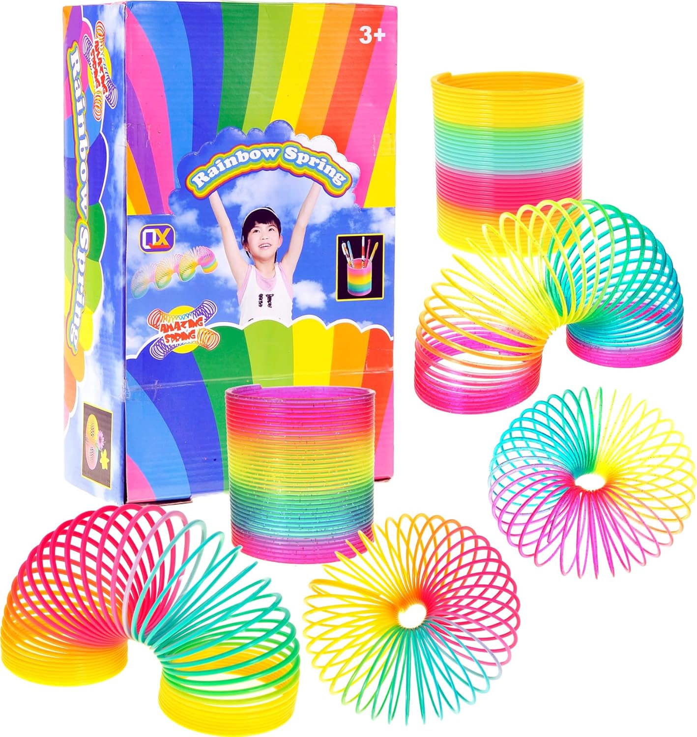 12 Pcs Slinky Toys for Kids Goodie Bag Stuffer Rainbow Slinky Party Favors Spring Toy Slinkies for Carnival Prize Classroom Exchange Gifts (2.5 inches)