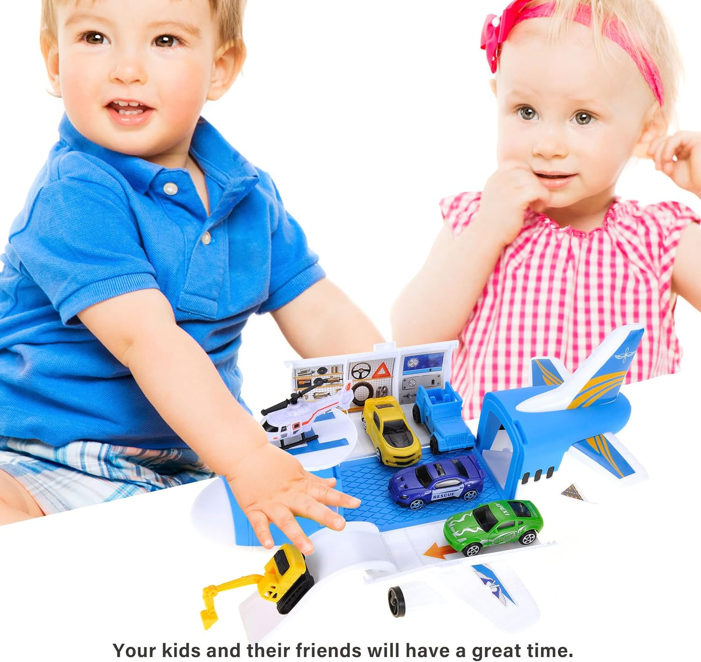 Toy Planes for Toddlers, Transport Cargo Airplane Toy Play Set with Cars, Air Plane Toys for Toddlers, Aeroplane Toys for Kids 3-5, Large Toy Cargo Plane for Boys