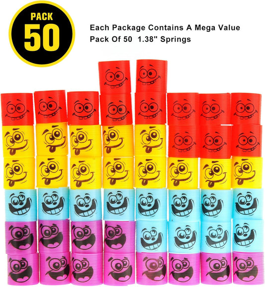 PowerTRC 72 Pcs Mini Slinky Party Favors Mini Slinkies Bulk, Emoticon Rainbow Spring Toys Goodie Bag Stuffer, Coil Spring Toy for Carnival Prize Classroom Exchange Gifts