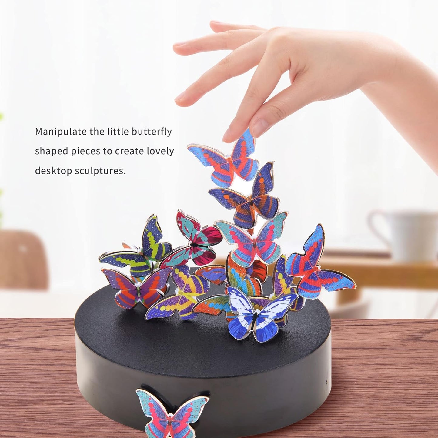 Magnetic Desktop Sculpture (Butterflies) | Mini Magnetic Art Decoration for Desktop | Fun Stress Relief Office Gift