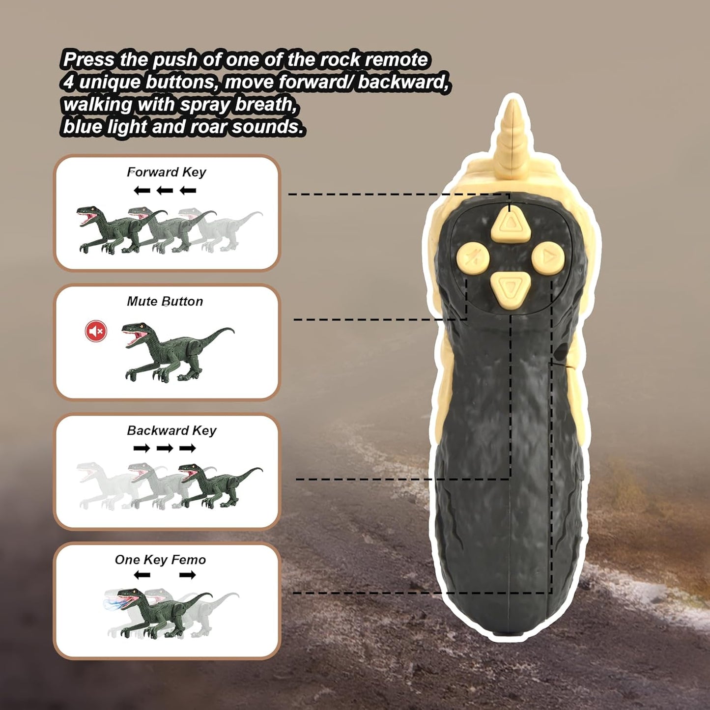 Remote Control Dinosaur for Boys 4-7, RC Dinosaur Toys for Kids 3-5 with Realistic Legs & Spray Stream, LED Light Chasing Dinosaur Toys for Kids 8-12 Birthday Gift Green