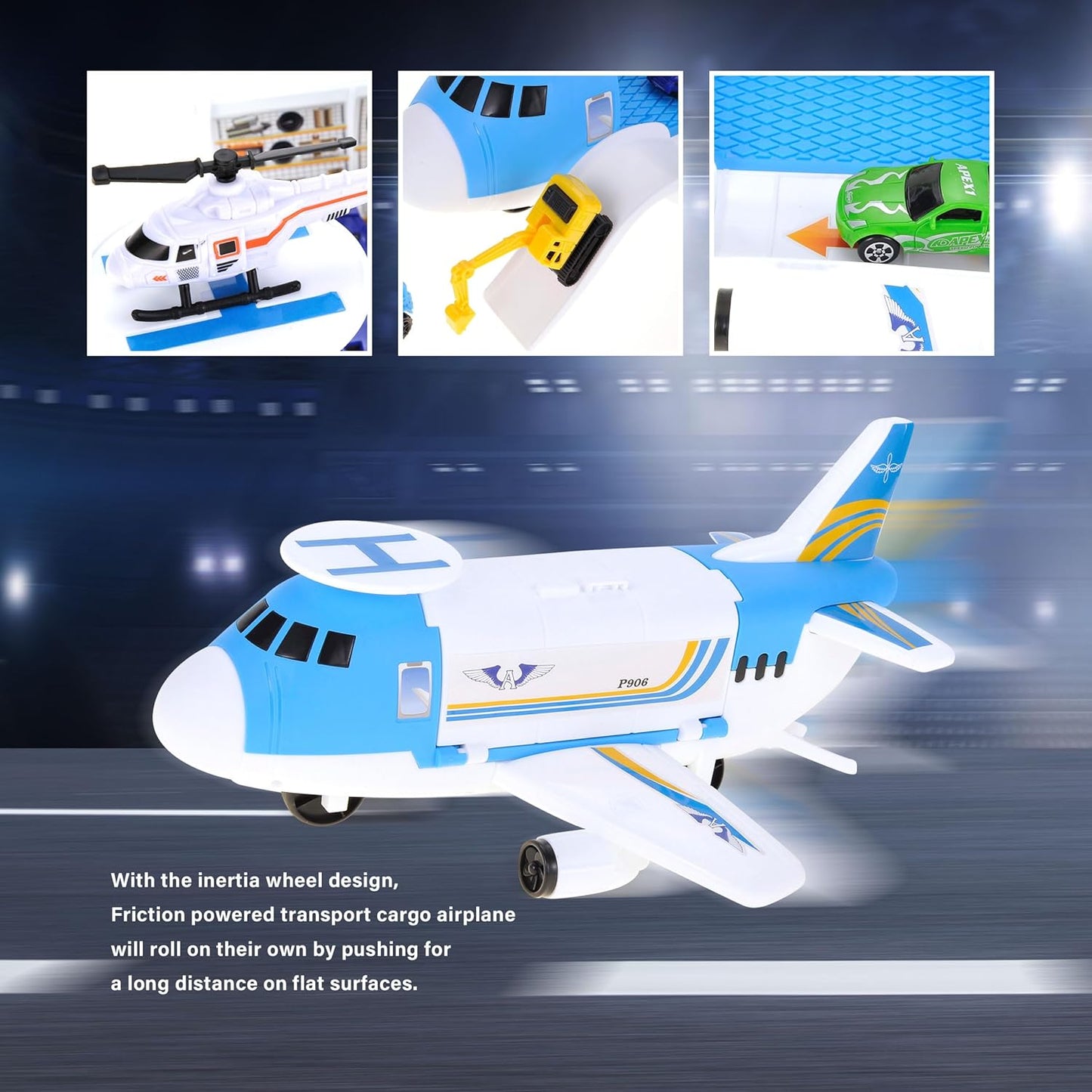Toy Planes for Toddlers, Transport Cargo Airplane Toy Play Set with Cars, Air Plane Toys for Toddlers, Aeroplane Toys for Kids 3-5, Large Toy Cargo Plane for Boys