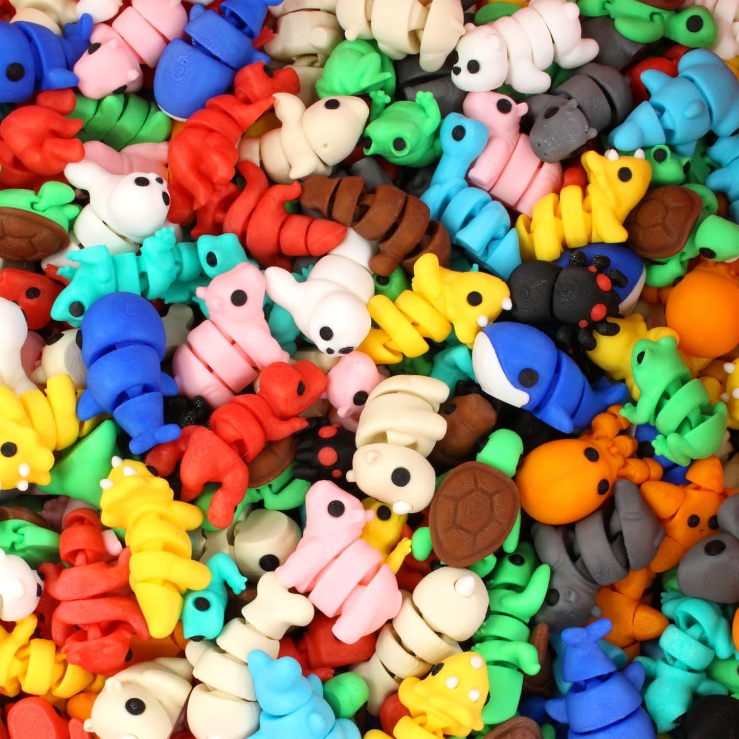 PowerTRC 35 Pcs 3D Printed Animals Set, 2 inches Mini 3D Printed Animals, Cute Pocket Pets Animal Figurine Toys, Articulated Flexible Fidget Toy for Desk Decoration, Goody Bag Stuffers