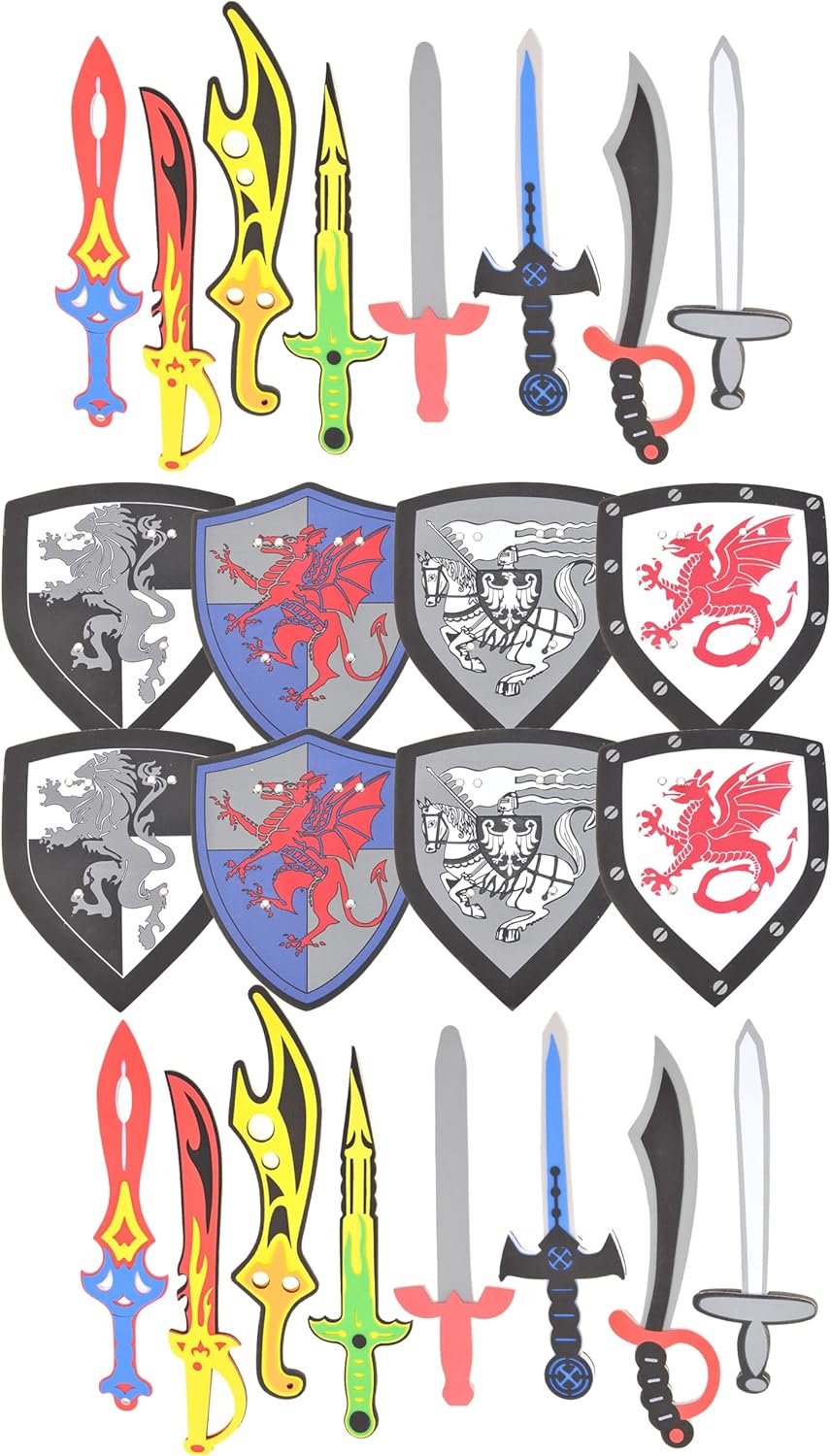 PowerTRC Foam Sword and Shield Playset | Ninja, Warrior, Viking Role Play Accessories for Kids | Great for Party Favors