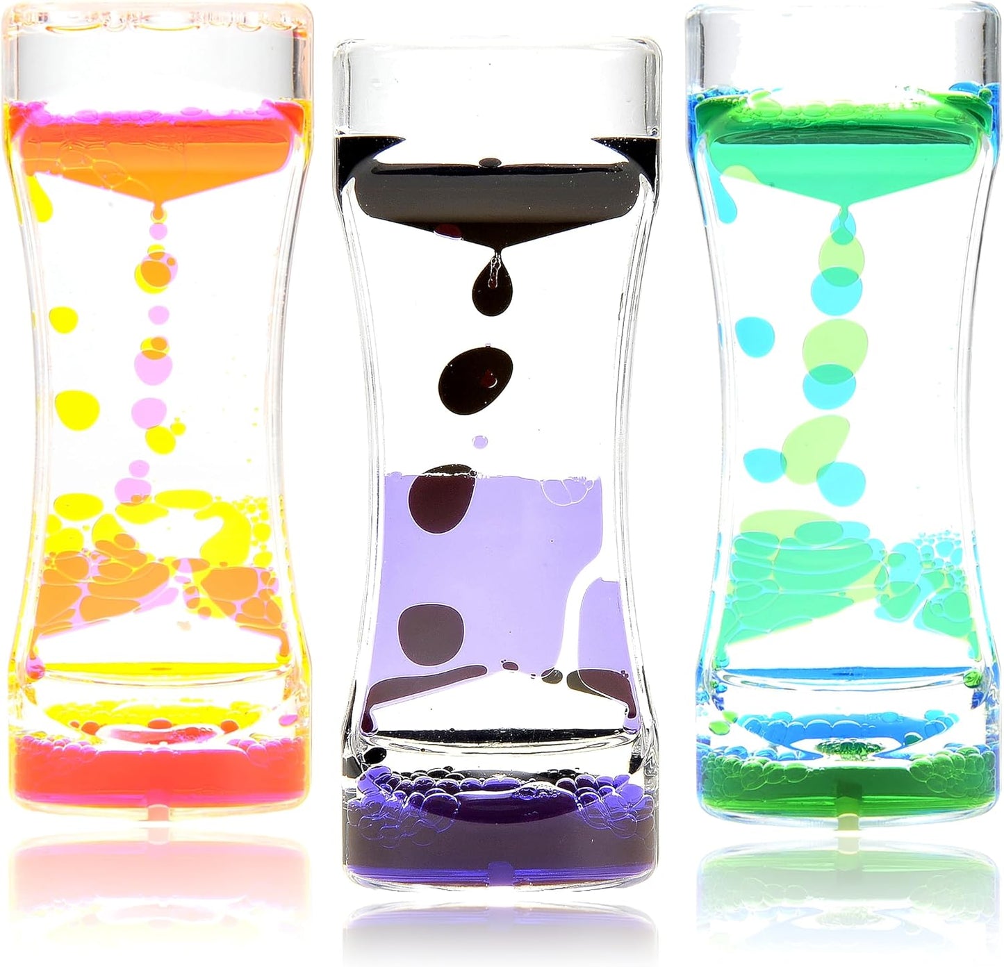 3 Packs Liquid Motion Bubblers Sensory Toys, Liquid Bubble Timer Fidget Stress Relief Desk Toys Visual Oil Timer Calming Anxiety, ADHD & Autism Handheld Water Game