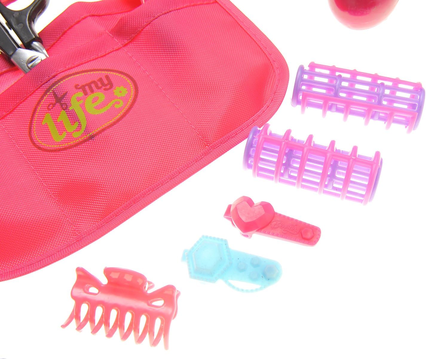 Girls Beauty Salon Set, Pretend Hair Salon Set for Girls, Girl Hairdresser Kit, Pretend Hair Styling Tools, Toddler Hair Dryer Play Set Pink