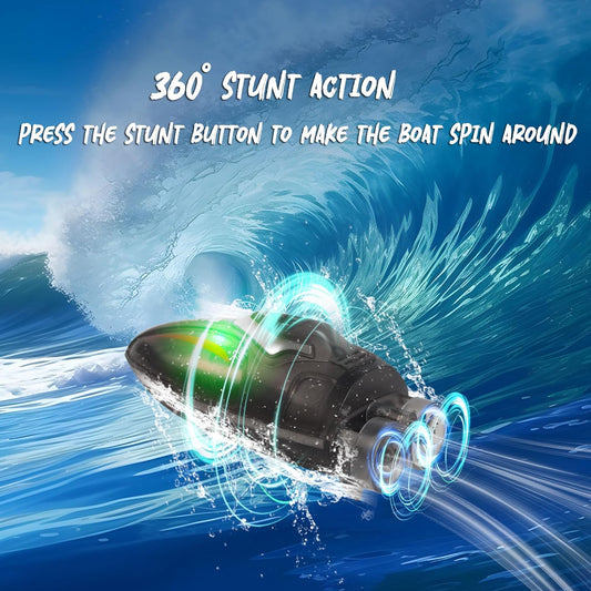 Mini Remote Control Boat RC Boat 360 Rotating 2.4 G Build in Rechargeable Battery Lake Swimming Pools Bathtubs Stunt Remote Control Boats